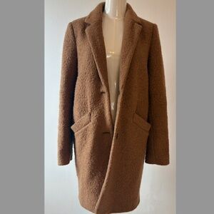 Andrew Marc New York Teddy Coat – Size 6 – Brown Bouclé Wool Blend Coat